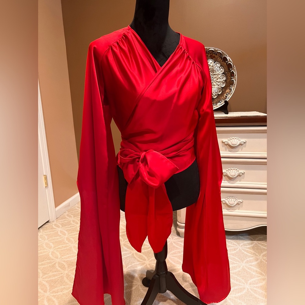 Elegant Red Wrap top